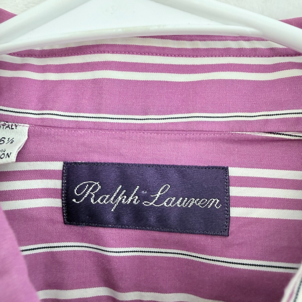 Ralph Lauren Purple Label Dress Shirt Mens L 16.5 Pink Stripe Business Casual - Picture 3 of 8